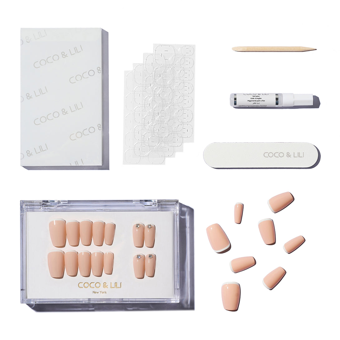 Lychee Rose Pink New French Tips Acrylic Nails | Coco & Lili NewYork ...